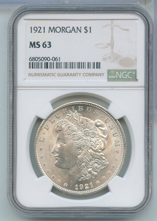 1921-P  Silver Morgan Dollar $1 NGC MS63 Philadelphia Mint - KR691