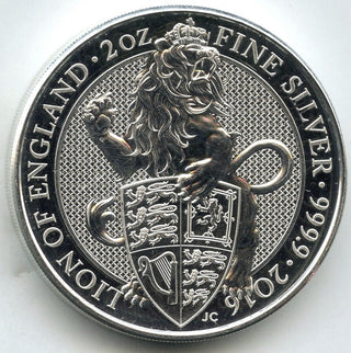 2016 Lion of England 9999 Silver 2 oz Coin 5 Pounds Queen's Beast Britain H111