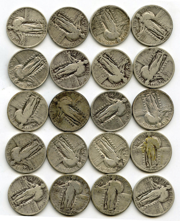 1930 Standing Liberty Silver Quarters 40-Coin Roll - Philadelphia Mint - B405