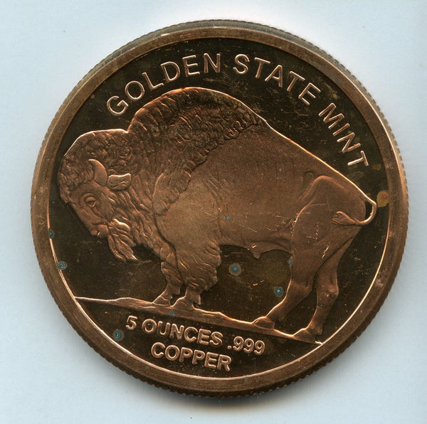 Indian Head Buffalo Nickel 5 Oz 999 Copper Round Medallion - JP150