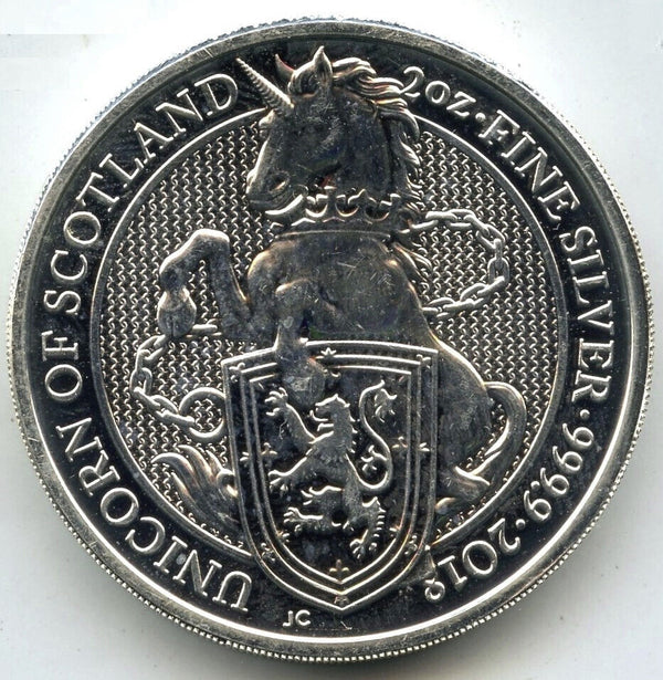 2018 Unicorn of Scotland 9999 Silver 2 oz Coin 5 Pounds - Queen Beasts - B295