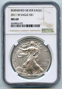 2011-W Burnished Silver Eagle 1 oz NGC MS69 Certified - West Point Mint - CC865