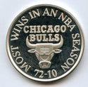 Chicago Bulls 1996 Most Wins NBA Season 999 Silver 1 oz Art Medal Round - B99
