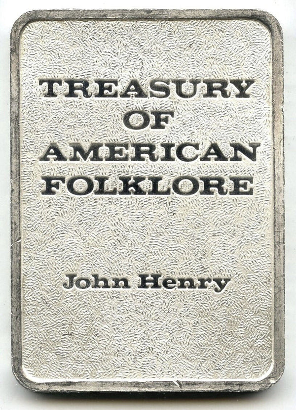 John Henry 999 Silver 1 oz Art Bar ingot Medal Treasury American Folklore - A632