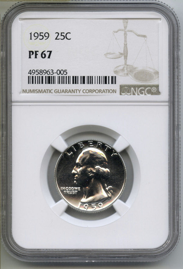 1959 Washington Proof Quarter NGC PF67 Certified - Philadelphia Mint - C480