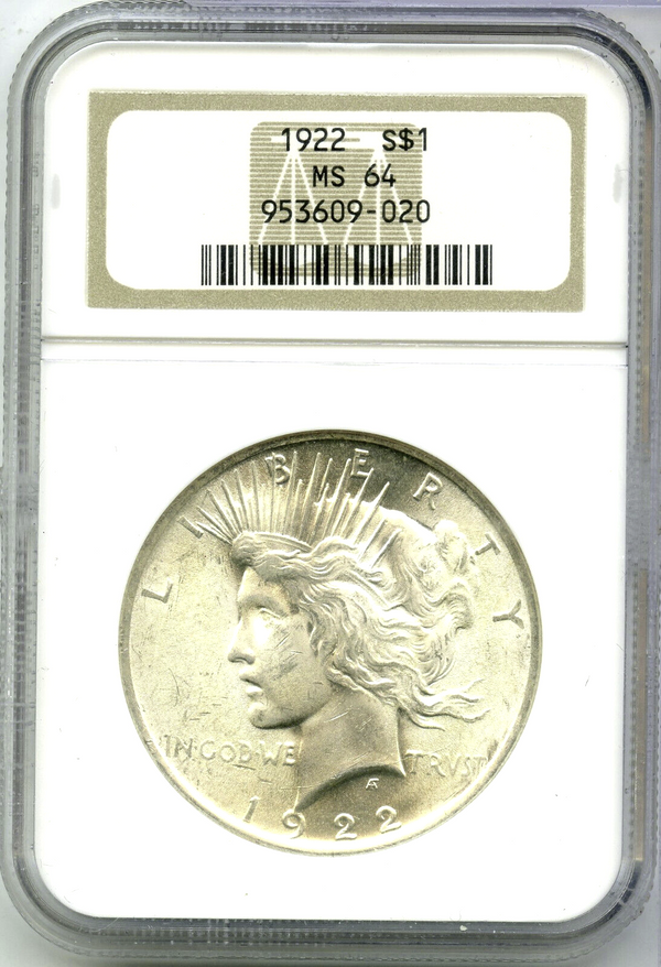 1922 Peace Silver Dollar NGC Certified MS64 - Philadelphia Mint - DM475