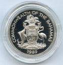 1989 Chrisopher Columbus $5 Proof Silver Coin Bahamas Commemorative - A196