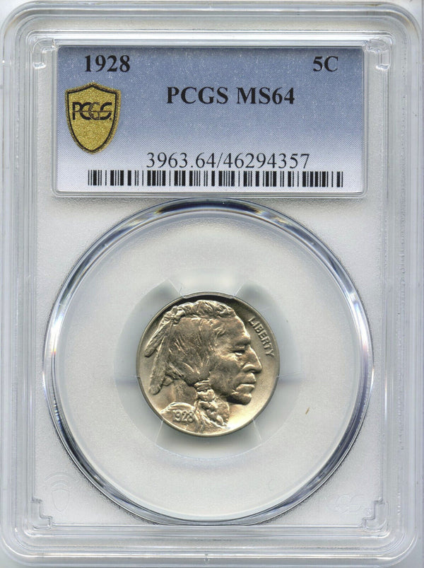 1928-P Indian Head Buffalo Nickel PCGS MS64 Certified -5 Cents- DM461