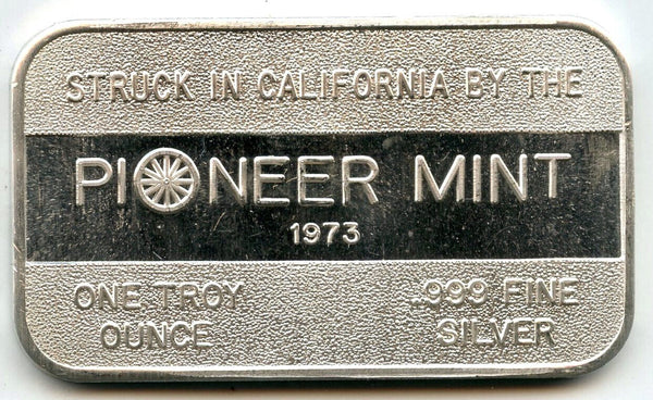 Man O' War Horse 1973 Art Bar 999 Silver 1 oz Ingot Medal Pioneer Mint - A87