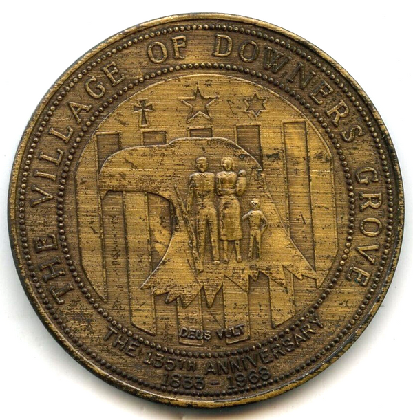 Village of Downer's Grove 135th Anniversary Medal Round Souvenir Illinois CC833