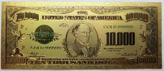 1928 Federal Reserve $10000 Note FRN Novelty 24K Gold Foil Plated Bill - LG960