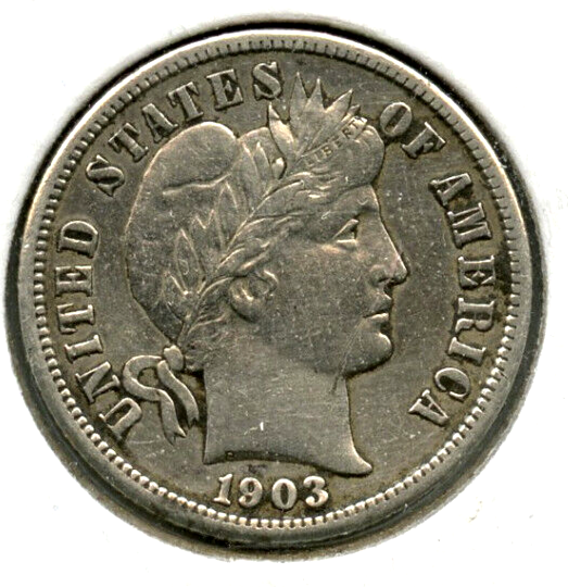 1903 Barber Silver Dime - Philadelphia Mint - DM698