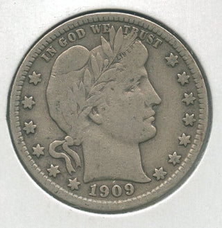1909-S Silver Barber Quarter 25c San Francisco Mint - KR168