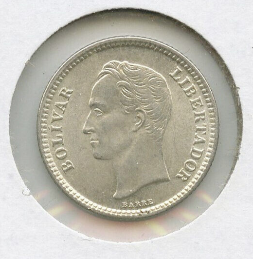 1954 Republica De Venezuela 25 Centimos Silver Coin - Bolivar - DN150