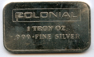 Colonial Engelhard 1 Troy Oz 999 Fine Silver Vintage Bar RARE - JP695