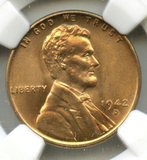 1942-D Lincoln Wheat Cent Penny NGC MS67 RD Certified - Denver Mint - G686