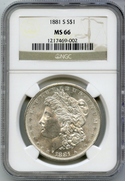 1881-S Morgan Silver Dollar NGC MS66 -San Francisco Mint -DM528