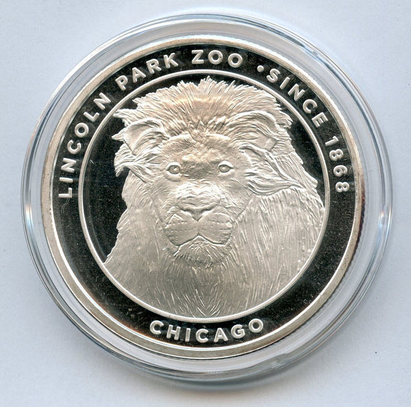 Lincoln Park Zoo Chicago Lion 1 Oz .999 Fine Silver Round Medallion - JN468