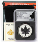 2023 Canada Maple Leaf Super Incuse Black Rhodium 1 Oz Silver NGC PF70 $20 Coin