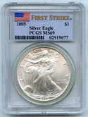 2005 American Eagle 1 oz Silver Dollar PCGS MS69 First Strike - CC106
