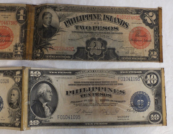 WWII Short Snorter 6 Notes Phillippines Victory Series 66 1929 1936  LH047