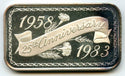 25th Anniversary 1958 - 1983 Vintage Art Bar 999 Silver 1 oz ingot Medal - BQ79