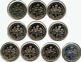 1990 - 1999 Roosevelt Dime Proof 10-Coin Set San Francisco lot Collection BQ221