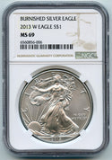 2013-W Burnished Silver Eagle 1 oz NGC MS69 Certified - West Point Mint - CC866