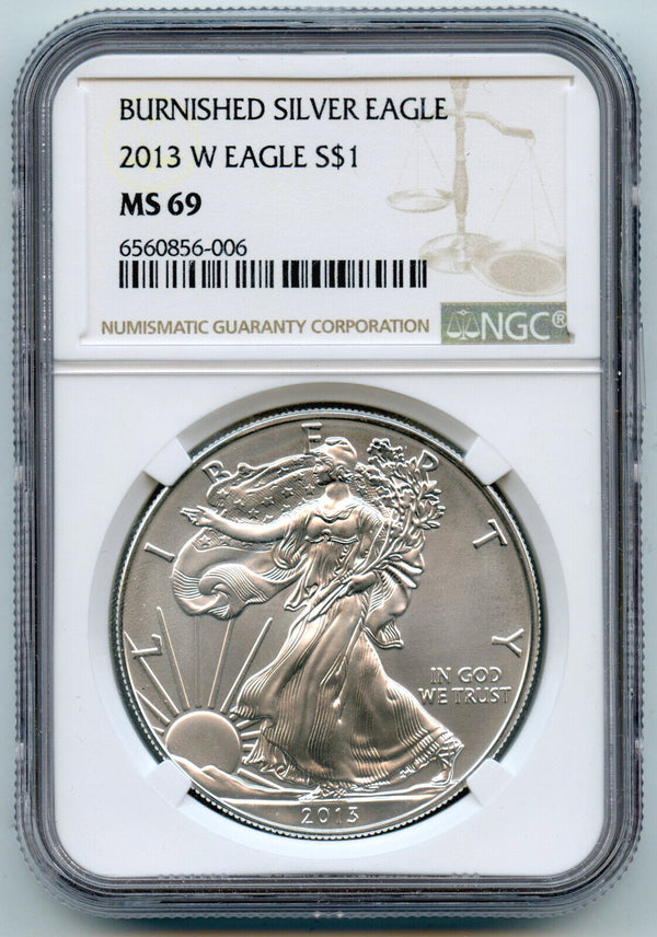 2013-W Burnished Silver Eagle 1 oz NGC MS69 Certified - West Point Mint - CC866