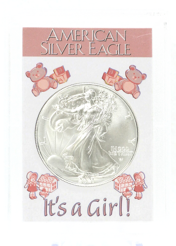 It's A Girl 2021 American Eagle Silver Dollar 1 oz Newborn Baby T2 Type 2