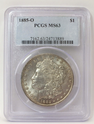 1885-O Morgan Silver Dollar PCGS MS63 Certified $1 New Orleans Mint BQ636