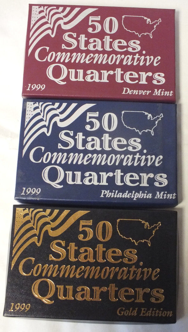 1999 State Quarters (3) Coin Sets - Philadelphia Denver Gold-plated - B484