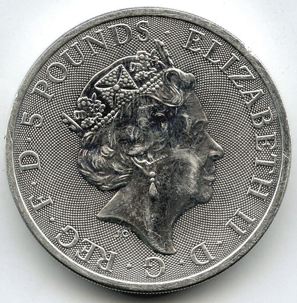 2020 Queen's Beast White Horse of Hanover 9999 Silver 2 oz Britain 5 Pound A617