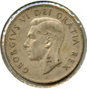 1951 Canada Silver Coin - 50 Cents  - King George VI - CA516