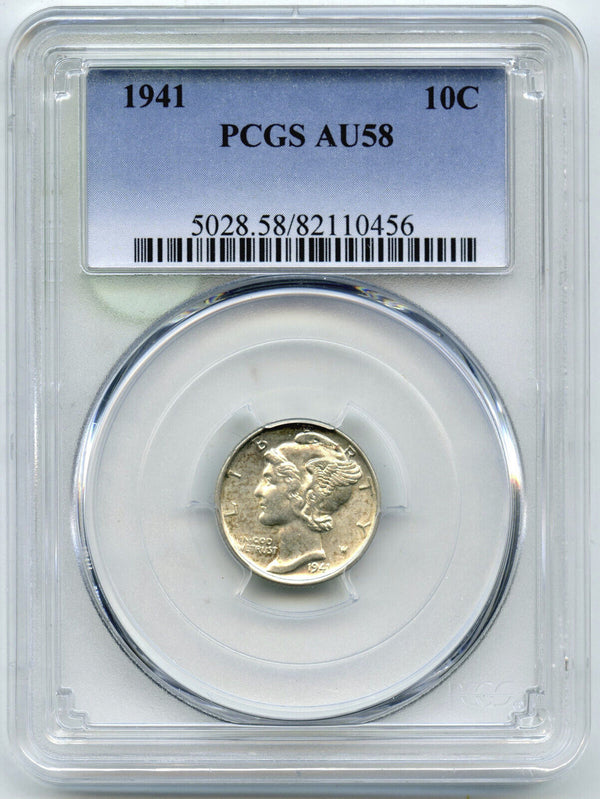 1941 Mercury Silver Dime PCGS AU58 Certified - Philadelphia Mint - G242