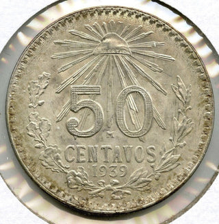 1939 Mexico Silver Coin - 50 Centavos - Estados Unidos Mexicanos - C585