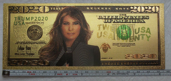 Melania Trump 2020 First Lady Note Novelty 24K Gold Foil Plated Bill LG564