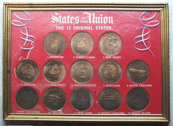 States of the Union 13 Original Art Medal Rounds USA United States History A436