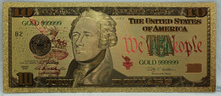 2009 $10 Federal Reserve Novelty 24K Gold Foil Plated US Note Bill 6