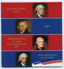 2007 Presidential $1 Coin Uncirculated Set United States Mint P & D - JN612