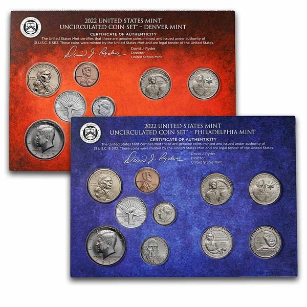 2022 United States Mint Uncirculated Coin Set Philadelphia Denver 14 Coins JP562