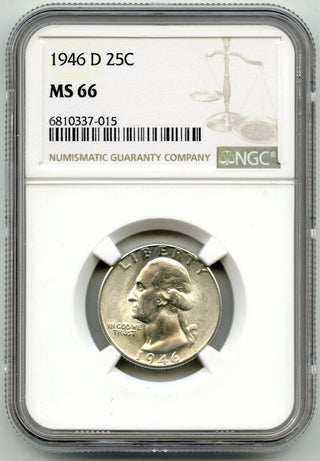 1946-D Washington Silver Quarter NGC MS66 Certified - Denver Mint - G61