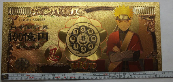 Naruto 20th Anniversary 10B Yen Novelty 24K Gold Foil Plated Note Bill LH041