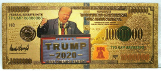Trump 2020 Keep America Great $1000000 Million Novelty 24k Gold Plate Note LG309