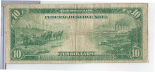 1913 $10 Dollar Federal Reserve Large Note Currency 7-G chicago- ER868