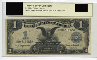 1899 $1 Silver Certificate Large Currency Note - United States Teehee Burke E457