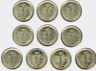 Mercury Silver Dime Lot of (10) Coins 1940 - 1945 Unc / AU Collection - G455
