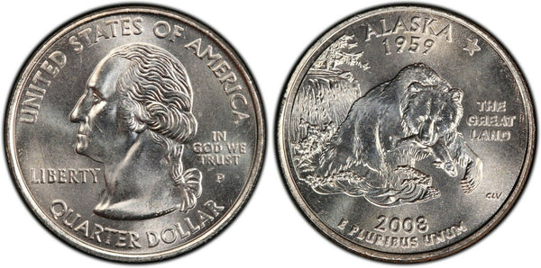 2008-P Alaska Statehood Quarter 25C Uncirculated Coin Philadelphia mint 097