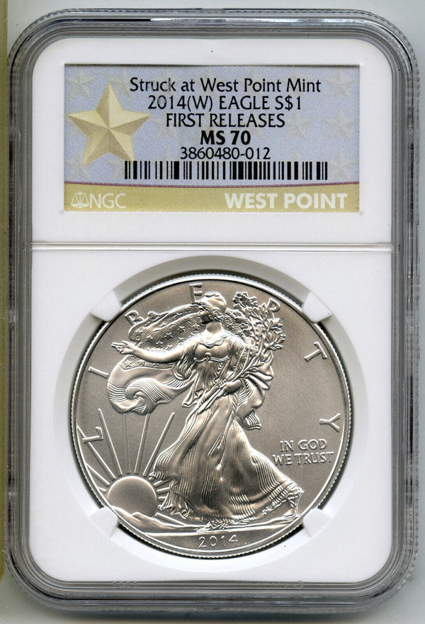 2014(W) American Eagle 1 oz Silver Dollar NGC MS70 First Releases West Point H67