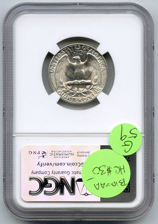 1946-D Washington Silver Quarter NGC MS65 Certified - Denver Mint - G59